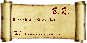 Blondner Rozvita névjegykártya